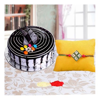 Choco Vanilla Cake With Rakhi